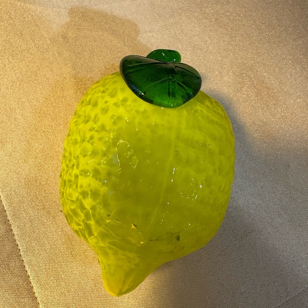 Vibrant Yellow and Green Glass Lemon 🍋
